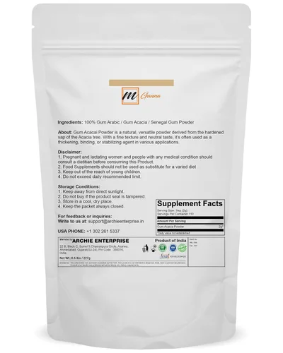 Vista 2 de mGanna Gum Acacia/Gum Arabic/Acacia Senegal Powder Fibra prebiótica natural Grado alimenticio y cosmético 227 g / 0.5 lbs
