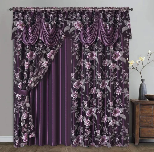Vista 7 de GOHD Roman Romance. Panel de cortina de organza impresa quemada con cenefa adjunta y respaldo de tafetán