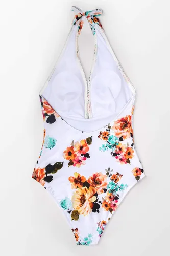Vista 4 de CUPSHE Traje de baño de una pieza con estampado floral para mujer, Disponible en Xs, S, M, L, Xl, Xxl. (Xs0-2, S4-6, M8-10, L12-14, Xl16-18, Xxl20).