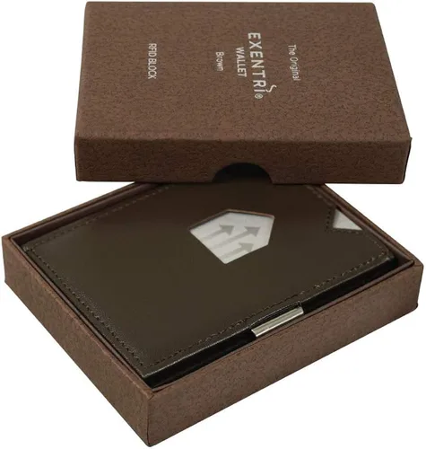 Vista 5 de EXENTRI Billetera Trifold de cuero - bloqueo RFID con clip de bloqueo de acero inoxidable