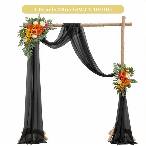 Vista 6 de 1 panel de cortina de telón de fondo transparente para arco de boda, cortina de arco para boda, recepción, decoración de fiesta de despedida