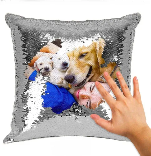 Vista 10 de Almohadas de lentejuelas personalizadas, fundas de cojín decorativas, regalos con fotos personalizadas para mamá, mejor amiga, familia, cualquier