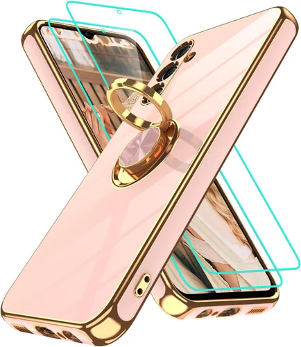 Vista 300 de Funda para Motorola Moto G 5G 2024: Funda Moto G Play 5G 2024 con 2 piezas de protectores de pantalla, soporte de anillo de rotación de 360°