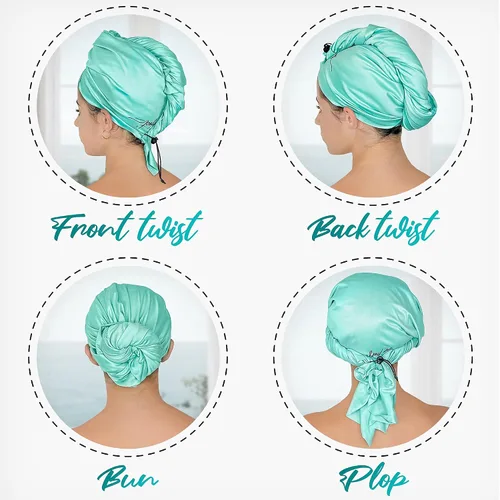 Vista 5 de Toalla de microfibra para el cabello con cepillo desenredante húmedo y seco, turbante de secado rápido antiencrespamiento para cabello rizado