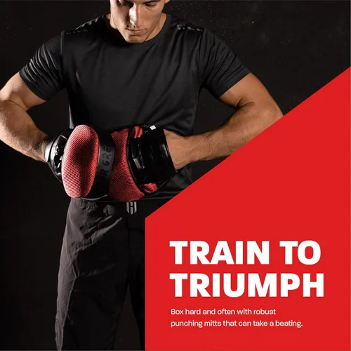 Vista 5 de Hawk Sports - Manoplas de boxeo curvadas con acolchado de espuma EVA, manoplas de enfoque de cuero resistente para entrenamiento de boxeo y artes