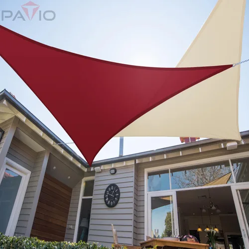 Vista 6 de Patio Toldo tipo vela triangular impermeable, 5 x 5 x 5 pies, toldo de tela de alta densidad, 95% de bloqueo UV, cubierta Patio para exteriores