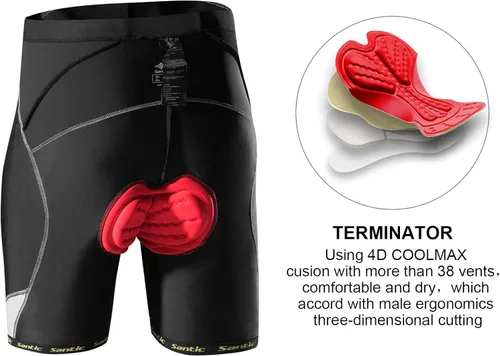Vista 5 de Santic Pantalones cortos de ciclismo acolchados para hombre, pantalones de ciclismo para ciclismo, ropa de ciclismo