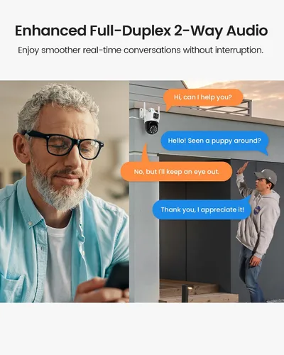 Vista 7 de ZOSI C298 - Cámara de seguridad WiFi enchufable PT de 4MP con doble lente (2MP+2MP) para exteriores, cámara panorámica de 360 grados, detección