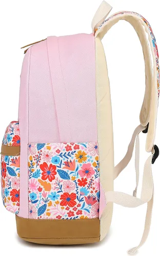 Vista 6 de Leaper Mochila escolar de moda mochila de lona para libros bolsa de hombro Rosa Floral 1 Mochilas tradicionales