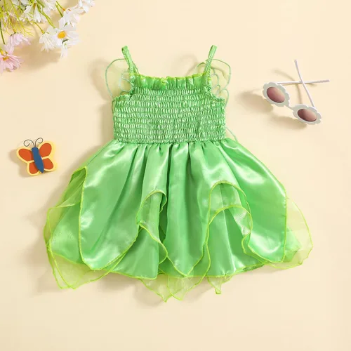 Vista 3 de Disfraz de hada de princesa para niñas, vestido de campanilla, alas de elfo, cosplay, disfraz de Halloween, fiesta de cumpleaños