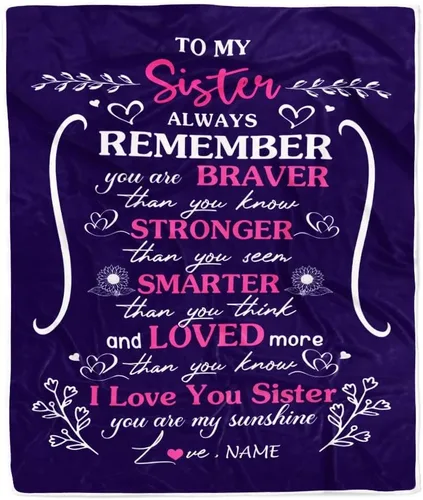 Vista 18 de Manta personalizada con texto en inglés «To My Sister from Brother I Love You Hugs» (texto en inglés) con texto en inglés «To My Sister», «I Love