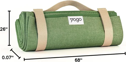 Vista 9 de Yogo Esterilla de Yoga de Viaje Plegable Ultraligera con Correas Incorporadas, Goma Vegetal Certificada FSC®, Agarre Adherente, Antideslizante, La