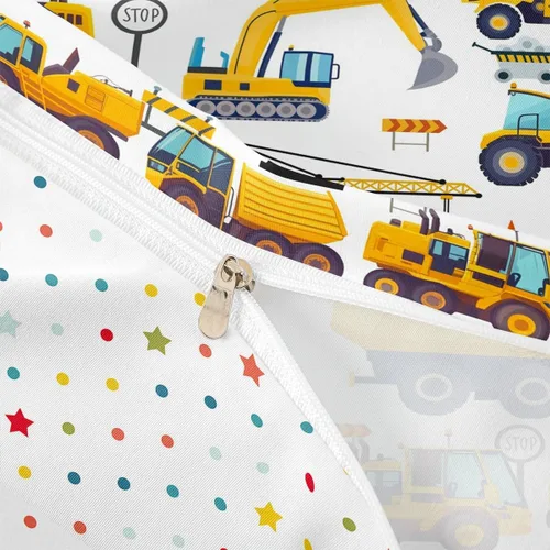 Vista 6 de Erosebridal Juego de ropa de cama para niños de construcción tamaño individual para niños, cubierta de edredón para camiones excavadoras, juego