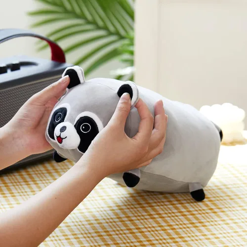 Vista 6 de Animales de peluche de mapache de 14 pulgadas, apilable, almohada de mapache blando, regalo de cumpleaños para niños y niñas
