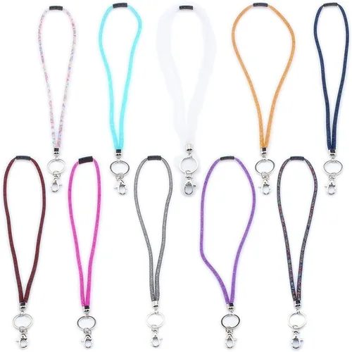 Vista 6 de SAVORI Cordón de llavero brillante de 32.9 pulgadas, con diamantes de imitación de cristal, correa para el cuello para mujeres, niños, profesores