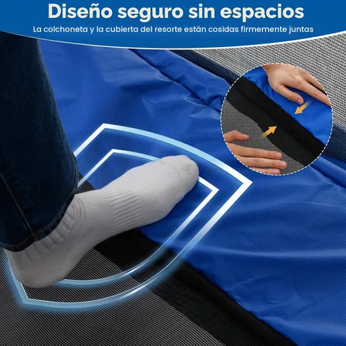 Vista 3 de GYMAX Cama Elástica para Niños, de 70” para Niños Pequeños con Columpio Desmontable, Barra Horizontal y Red de Protección Completa, Cama Elástica