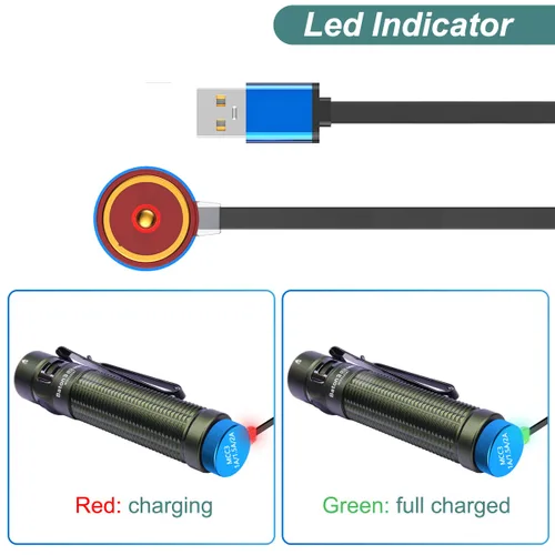 Vista 6 de Kissmart Cargador MCC 3 para Olight Odin/Odin Mini/PL-Pro/Baton3/Warrior Mini2/Perun 2/Seeker 3 Pro/Warrior 3s/Baldr Pro R Cable de carga USB