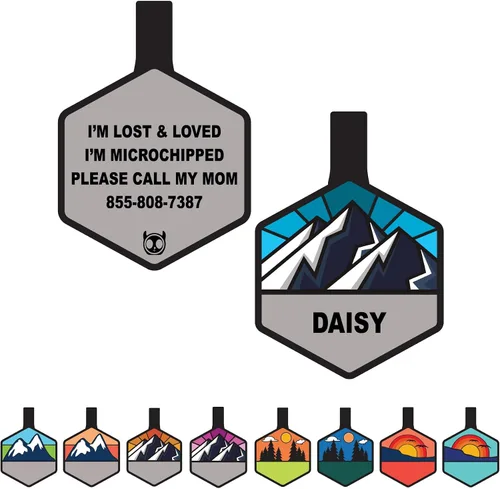Vista 11 de Placa de identificación silenciosa personalizada con 5 líneas de identificación de mascotas de silicona duradera y grabada profundamente, diseño