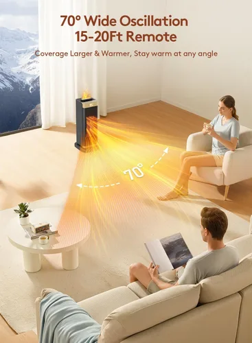 Vista 6 de Calentadores de espacio para uso en interiores, calentador de espacio portátil con humidificador/luz ambiental, calentadores eléctricos seguros