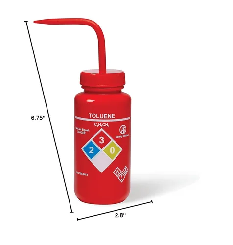 Vista 4 de United Scientific™ UniSafe™ - Botella de lavado químico ventilada de LDPE de boca ancha de grado de laboratorio, tolueno, 16.9 fl oz (16 onzas), 4