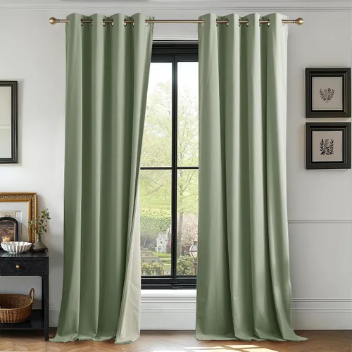 Vista 35 de RYB HOME Cortinas de terciopelo 100% opacas para sala de estar, cortinas de guardería con bloqueo de luz, 2 paneles, cortinas de ventana con Beige