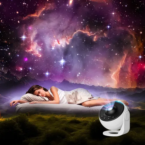 Vista 7 de Proyector Galaxy Pro para dormitorio, proyector de estrellas planetario 13 en 1 con sistema solar y constelación, luz nocturna para techo, rotación