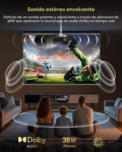 Vista 6 de Daytime 4K Projector【Google TV / 2300 ANSI】Smart Movie Projector with WiFi 6 and Bluetooth, 38W Dolby Audio, ToF Autofocus, NFC/Voice Control, HDMI