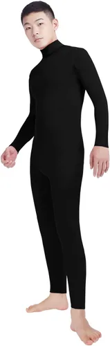 Vista 4 de Shinningstar Zentai Unitard - Body de manga larga con cuello alto y elastano para hombre