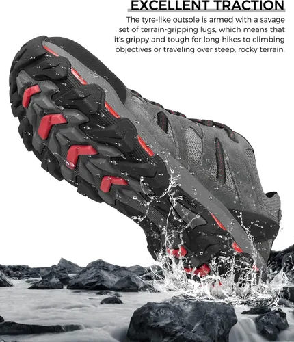 Vista 2 de CAMELSPORTS Zapatos de senderismo para hombre, transpirables, ligeros, zapatos de cuero para caminar, zapatos de senderismo y senderismo, talla 7 a