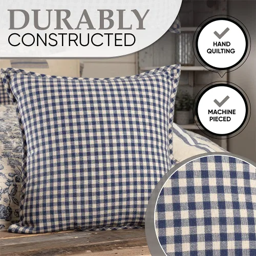 Vista 5 de Doylestown - Edredón de retazos y flores, 100% algodón, reversible, con cuadros de guingán, saco de grano y rayas azules para decoración