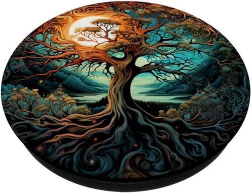 Vista 2 de Yin Yang Árbol de la Vida PopSockets estándar PopGrip
