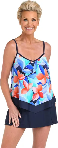 Vista 26 de Maxine of Hollywood Traje de baño tankini con cuello en V para mujer Negro/ Isla Verde