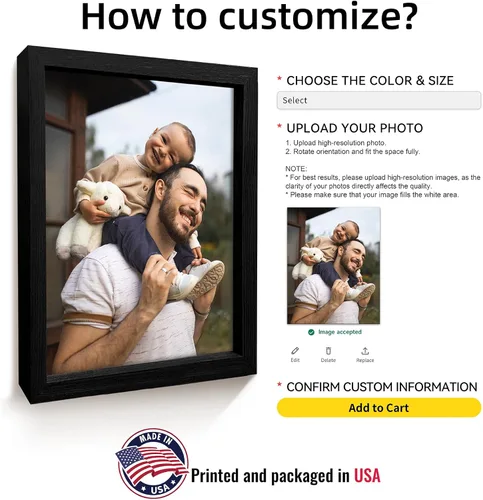 Vista 2 de Póster personalizado con tus fotos, impresiones artísticas personalizadas para colgar en la pared, póster enmarcado personalizado para pared, marco