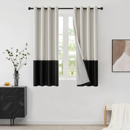 Vista 29 de BULBUL Cortinas de terciopelo 100% opacas negro oro, cortinas modernas con forro de 63 pulgadas de largo, cortinas térmicas con ojales para sala