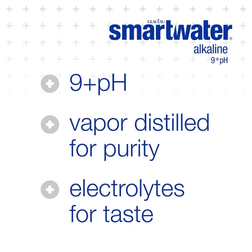 Vista 3 de smartwater Agua alcalina 9+Ph, agua destilada al vapor, 33.8 onzas líquidas (paquete de 6)