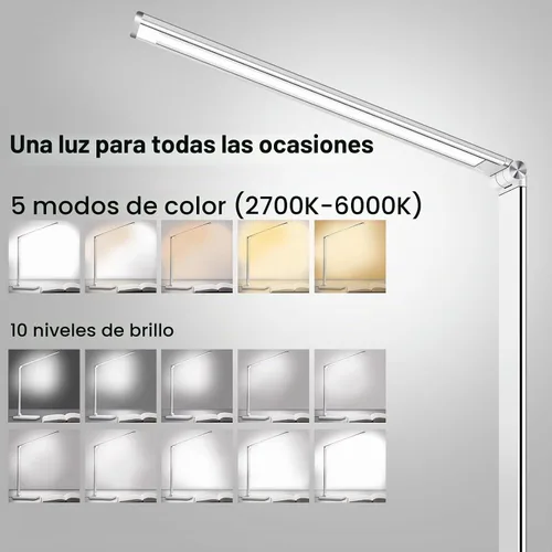 Vista 3 de AFROG Lámpara de escritorio LED multifuncional con puerto de carga USB, 5 modos de iluminación, 5 niveles de brillo, control sensible, temporizador