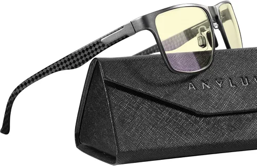 Vista 23 de ANYLUV Blue Light Glasses Men, Relieve Eyestrain and Eye Protection, Al-Mg Metal Computer Blue Light Blocking Glasses