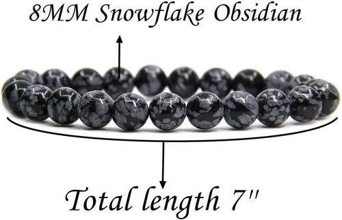 Vista 2 de Angelstones Pulsera elástica hecha a mano con gemas semipreciosas de 0.315 in, cuentas redondas, 7 pulgadas, unisex