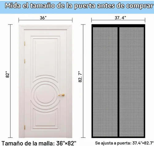 Vista 4 de Puerta mosquitera magnética – Imanes autosellantes, cierre de red de malla reforzada de fibra de vidrio resistente para puerta corredera, patio