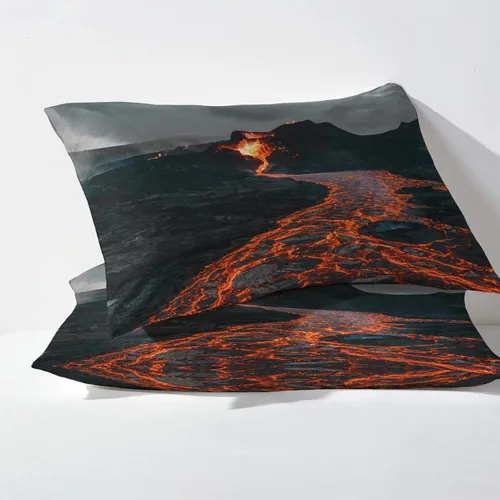 Vista 3 de Volcano Sábanas tamaño individual, sábanas de magma, sábanas y fundas de almohada estampadas de 3 piezas, sábana bajera ajustable de microfibra