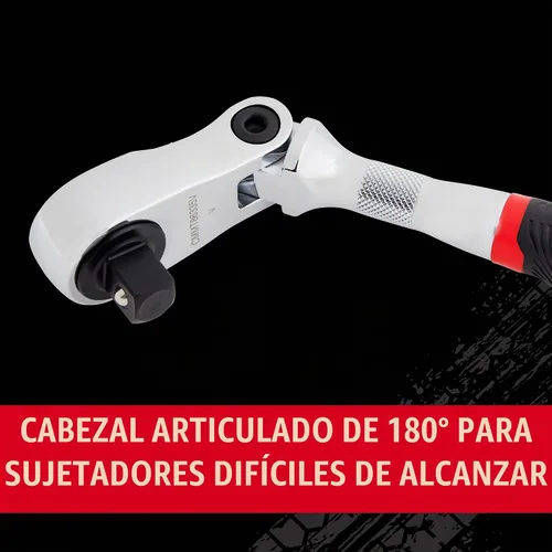 Vista 5 de Llave de carraca V-SERIES de CRAFTSMAN, accionamiento de 1/2 pulgada, 96 dientes, cabeza flexible XL de agarre cómodo (CMMT86336V)