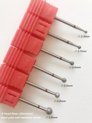 Vista 4 de SQULIGT 6 brocas de uñas, cabeza esférica de 3/32 pulgadas, para máquina de limas de uñas eléctrica, adecuadas para manicura acrílica, pedicura