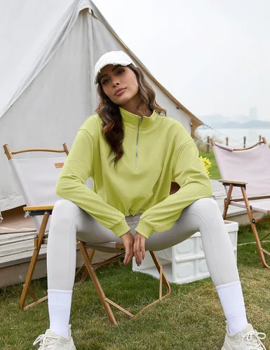 Vista 35 de Flygo Womens Half Zip Sweatshirts Stand Collar Activewear Running Workout Pullover Tops