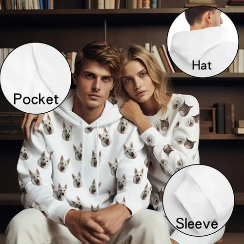 Vista 2 de Sudadera con capucha personalizada Diseña tu propio jersey Sudaderas personalizadas Sudaderas con capucha personalizadas Hombres Mujeres