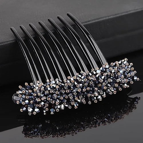 Vista 9 de Peine lateral de perlas para mujer, peines de pelo con diamantes de imitación, 7 dientes, accesorios de cristal vintage, accesorios para tocados