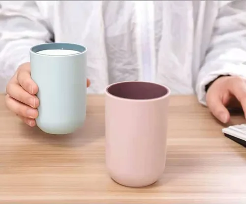 Vista 4 de Juego de 2 vasos irrompibles reutilizables para cepillos de dientes, vasos de plástico para cepillos de dientes, 10.1 fl oz/10.5 onzas, aptos
