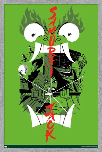 Vista 13 de Trends International Samurai Jack-Ensemble - Póster de pared, 14.725 x 22.375 pulgadas, versión enmarcada en madera de granero