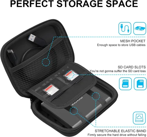 Vista 2 de Lacdo Estuche rígido para Maxone Ultra Slim disco duro externo portátil HDD 500GB 160GB 250GB 320GB 500GB 750GB 1TB USB 3.0 EVA resistente al agua