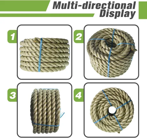 Vista 4 de HOSTIC Cuerda sintética de polipropileno trenzado de 3 hebras, cuerda de manila artificial multiusos, 1 pulgada x 50 pies