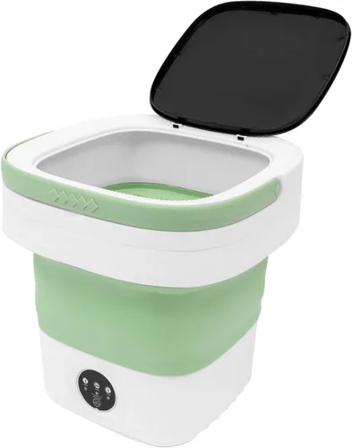 Vista 9 de Lavadora portátil, 12L mejorada con cesta giratoria, mini lavadora plegable con 3 modos de limpieza pequeña para ropa de bebé, ropa